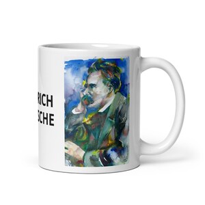 MUG - FRIEDRICH NIETZSCHE watercolor portrait - various sizes available! white glossy mugs cup cups of coffee breakfast print zarathustra