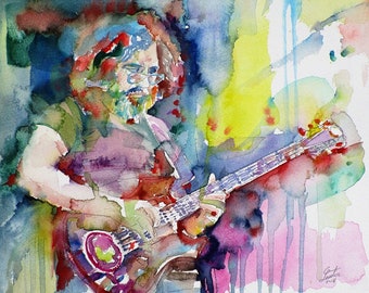 JERRY GARCIA watercolor portrait - POSTER - various sizes available!