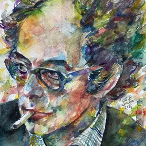 JEAN-lUC GODARD watercolor portrait - POSTER - various sizes available! art print film director cinema jean luc nouvelle vague new wave