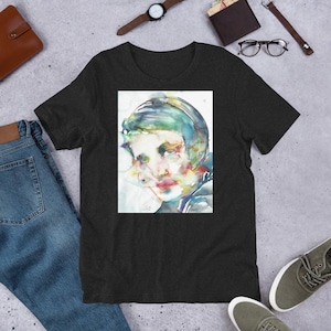 Camiseta UNISSEX - AYN RAND retrato em aquarela - camiseta, roupa de tecido, vestido, camiseta, terno, arte, impressão, pintura, objetivismo, escritor