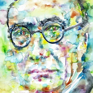 ANDRE GIDE aquarelle portrait - affiche - différentes tailles disponibles! impression d’art