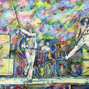 The WHO in concert - watercolor portrait - POSTER - various sizes available! art print live rock band entwistle townshend roger daltrey