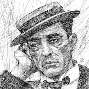 BUSTER KEATON ink portrait - POSTER - various sizes available! art print painting drawing hat actor cinema film hollywood movie comedian