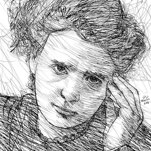 MARIE CURIE ink portrait - POSTER - various sizes available! art print drawing painting radioactivity atomic radio atom scientist science