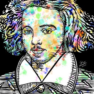 CHRISTOPHER MARLOWE watercolor & ink portrait -POSTER-various sizes! print faust