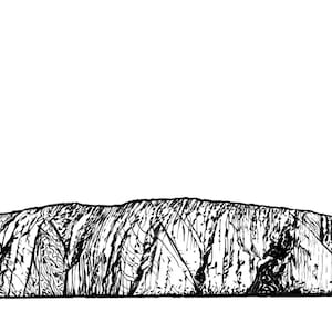 ULURU -  AYERS Rock  - ink painting - POSTER - various sizes available! art print drawing australia australian desert monolith sandstone