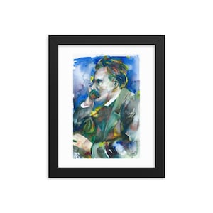 FRIEDRICH NIETZSCHE watercolor portrait - Framed POSTER  - various sizes!
