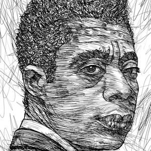 JAMES BALDWIN ink portrait  - POSTER - various sizes available! print drawing painting writer author book civil rights