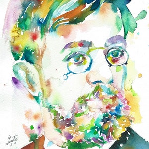 HENRI de TOULOUSE-LAUTREC watercolor portrait - poster - various sizes available! art print