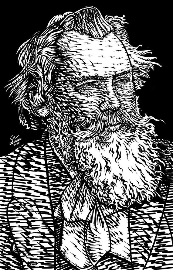 JOHANNES BRAHMS Ink Portrait - POSTER - Various Sizes Available