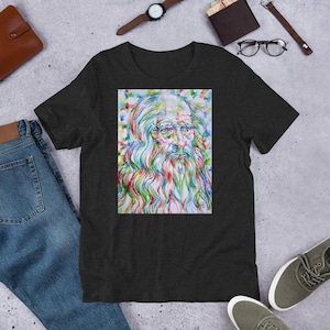 UNISEX t-shirt - LEONARDO Da VINCI watercolor portrait - tshirt cloth clothing dress t shirt suit apparel art print painting renaissance