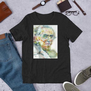 Camiseta unisex - Retrato en acuarela de Charles Bukowski - Camiseta de tela, ropa, vestido, camiseta, traje, ropa, impresión artística, pintura, escritor