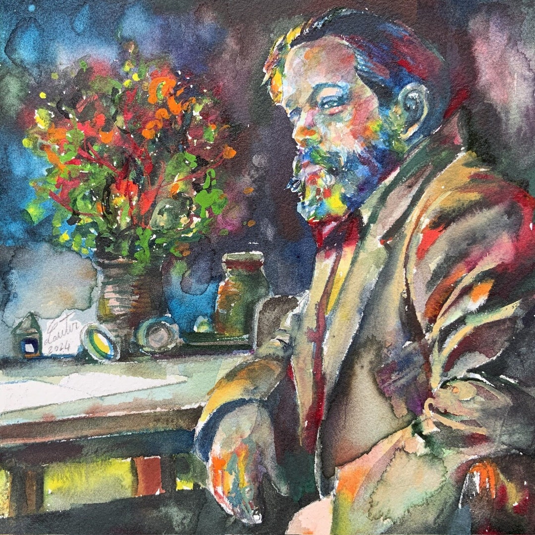 CLAUDE DEBUSSY Watercolor Portrait - POSTER - Various Sizes Available ...