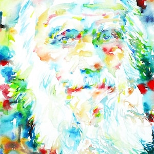 CHARLES DARWIN watercolor portrait - POSTER - various sizes! art print