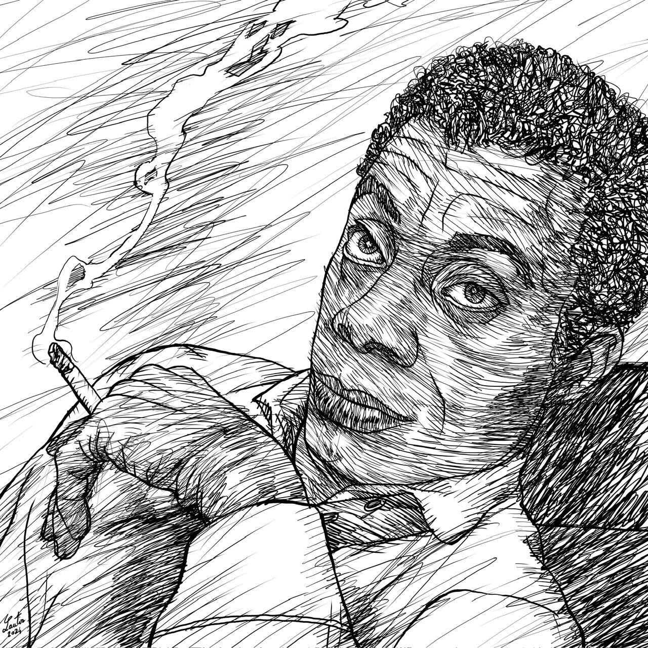 JAMES BALDWIN ink portrait  - POSTER - various sizes available! print drawing painting writer author book civil rights