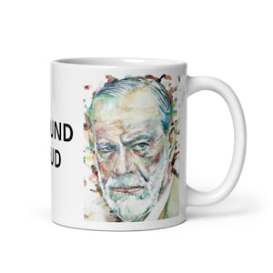 MUG - SIGMUND FREUD watercolor portrait - various sizes! white glossy mugs cup cups of coffee breakfast print psychologist psychology