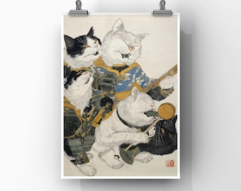 Samurai Cats Concert Art Print – Japanese Rock Music (Digital Download)