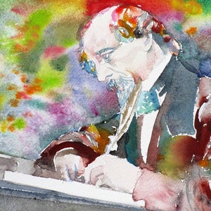 CHARLES DICKENS retrato em aquarela - CARTAZ - vários tamanhos disponíveis! impressão de arte pintura desenho oliver twist david copperfield escritor