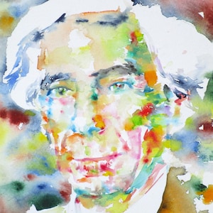 BERTRAND RUSSELL watercolor portrait - POSTER - various sizes available! art print writer work writing works book