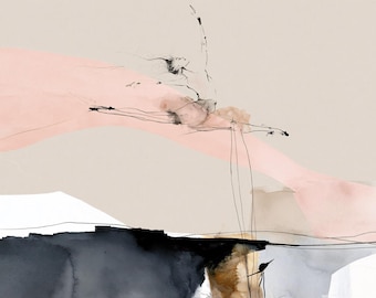 Leaping Ballerina Print, Ballet Grand Jete Art, Abstract Dancer Poster, Watercolor Tulle Dress, Pink Black Ochre Decor, Dance Studio Gift