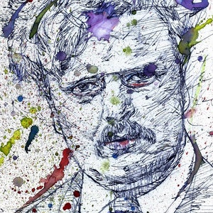 G. K. CHESTERTON watercolor & ink portrait - POSTER - various sizes! art painting