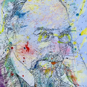 ERIK SATIE retrato en acuarela y lápiz - POSTER - ¡varios tamaños disponibles! impresión de arte compositor música clásica músico