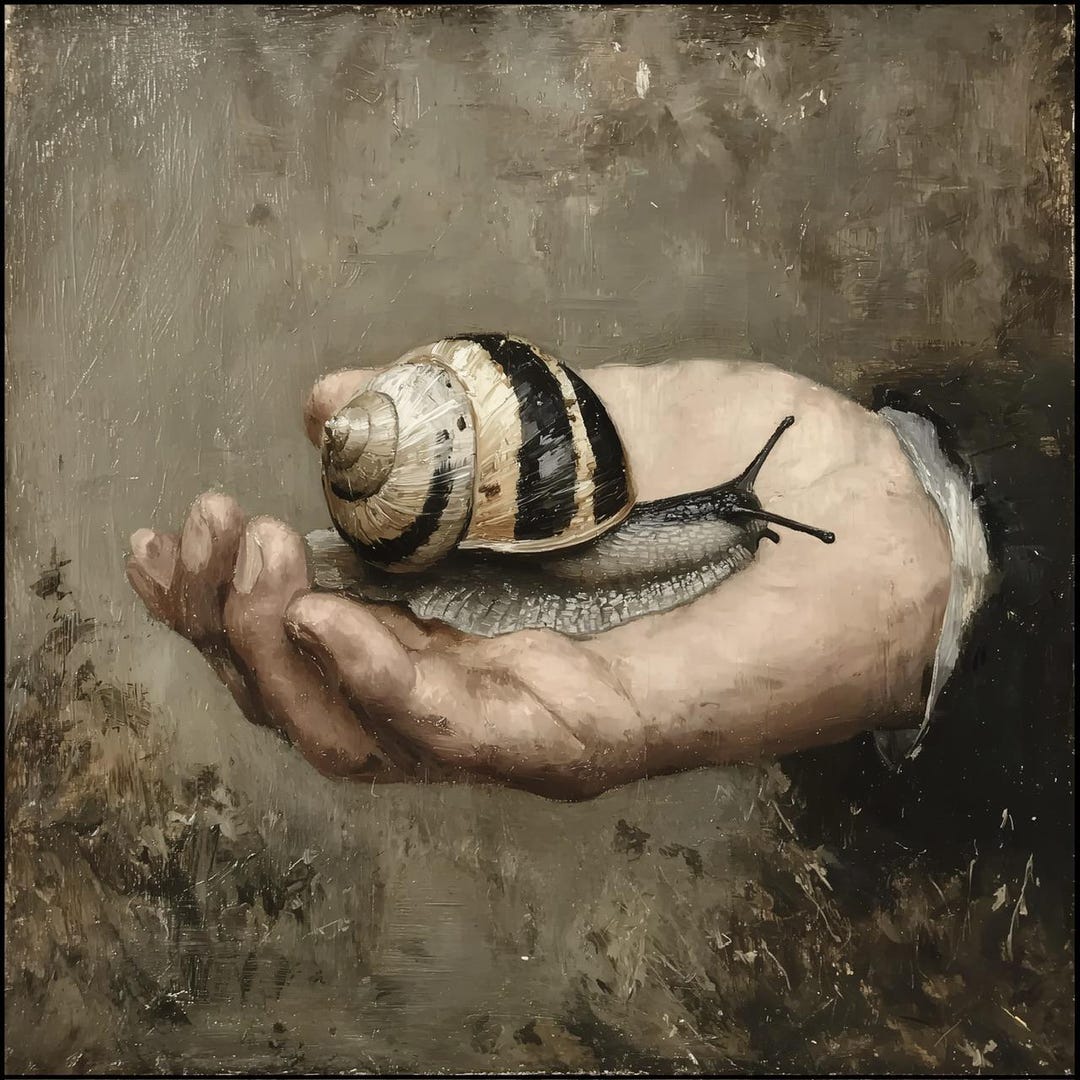 Snail in Hand Art Print, Vintage Style Wall Decor - Etsy