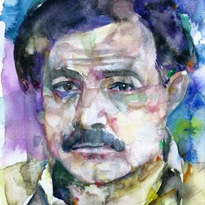 ERNEST HEMINGWAY aquarelle portrait - POSTER - différentes tailles disponibles!
