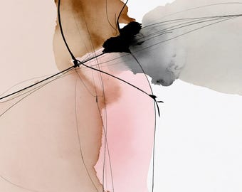 Abstract Ballerina Wall Art, Ballet Dancer Poster, Watercolor Dance Print, Elegant Movement Art, Blush Pink Decor, Large Watercolor Art