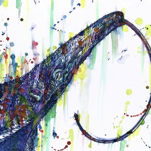 ANTEATER  - watercolor & ink painting - POSTER - various sizes available! art print drawing illustration animal mammal ant ants tongue head