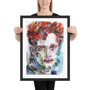 DYLAN THOMAS watercolor portrait - FRAMED poster - various sizes! art print painting illustration drawing poet poetry author writer