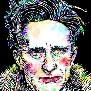 MARCEL DUCHAMP watercolor & ink portrait -POSTER-various sizes! print