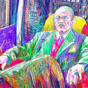 CARL JUNG colored pencils portrait - POSTER - various sizes available! art print