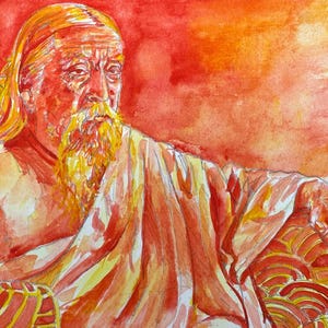 SRI AUROBINDO watercolor portrait - POSTER -various available sizes! art print painting drawing illustration author poet poetry Savitri Veda