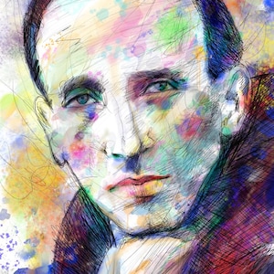 JACQUES PREVEL watercolor portrait - Poster - various sizes ! art print