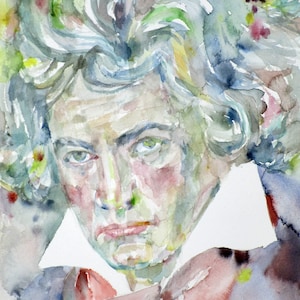 LUDWIG Van BEETHOVEN watercolor portrait - POSTER - various sizes available! art print composer classical music musicuan symphony works