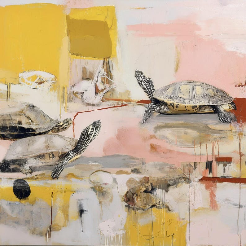 Abstract Turtle Seascape Print – Tortoise Art Print (digital Download ...