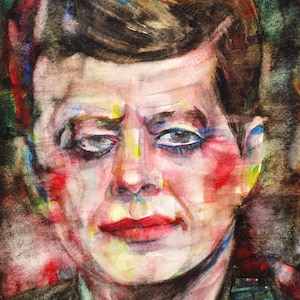 JOHN FITZGERALD KENNEDY Aquarell Porträt - Poster - verschiedene Größen erhältlich! Kunstdruck