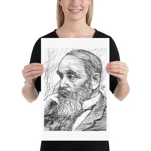 IVAN GONCHAROV ink portrait - POSTER - various available sizes! art print drawing painting illustration author book oblomov goncarov