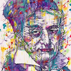 Carl FRIEDRICH GAUSS watercolor and ink portrait - POSTER - various sizes! art print drawing painting illustration gaus mathematician