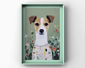 JACK RUSSELL TERRIER dog illustration portrait | poster print | wall art decor | playful poster | dog poster | dog print | dogs | funny dog