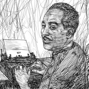 LANGSTON HUGHES ink portrait - POSTER - various sizes available! art print painting writer book author poet activist jazz poetry