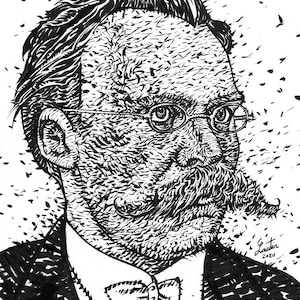 FRIEDRICH NIETZSCHE ink portrait - POSTER - various sizes available - print!