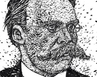 FRIEDRICH NIETZSCHE ink portrait - POSTER - various sizes available - print!
