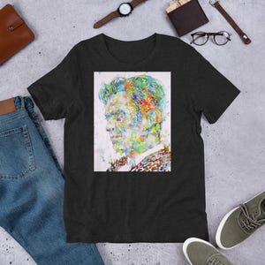 UNISEX t-shirt - JOHN FANTE watercolor portrait - tshirt cloth clothing dress t shirt suit apparel art print painting drawing writer