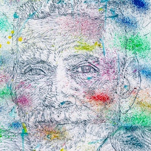 RAMANA MAHARSHI watercolor and pencil portrait - Poster - various sizes ! art print