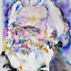 KARL MARX watercolor portrait - POSTER - various sizes! art print manifesto writer