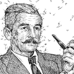 WILLIAM FAULKNER ink portrait - POSTER - various sizes available! art print drawing painting illustration