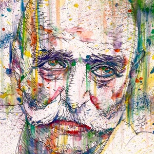 GURDJIEFF watercolor portrait  - Poster - various sizes ! art print sufi sufism dancer guru spiritual teacher