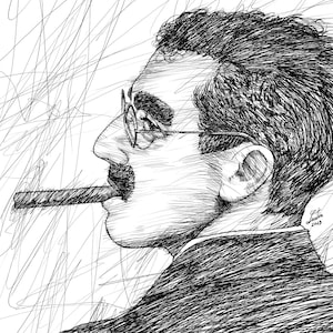 GROUCHO MARX ink portrait - Poster - various sizes available! art print drawing painting marx bros brothers cigar cinema movie actor film